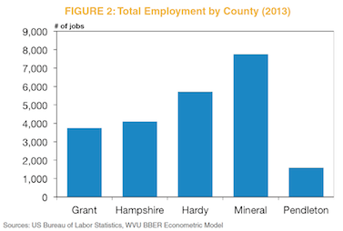 Figure 2: Total Employment by County (2013)